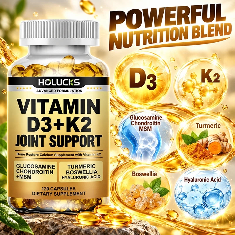 Advanced Vitamin D3 K2 Joint Support Supplement, for Heart & Bone Health, Cardiovascular & Immune Support, Calcium Absorption