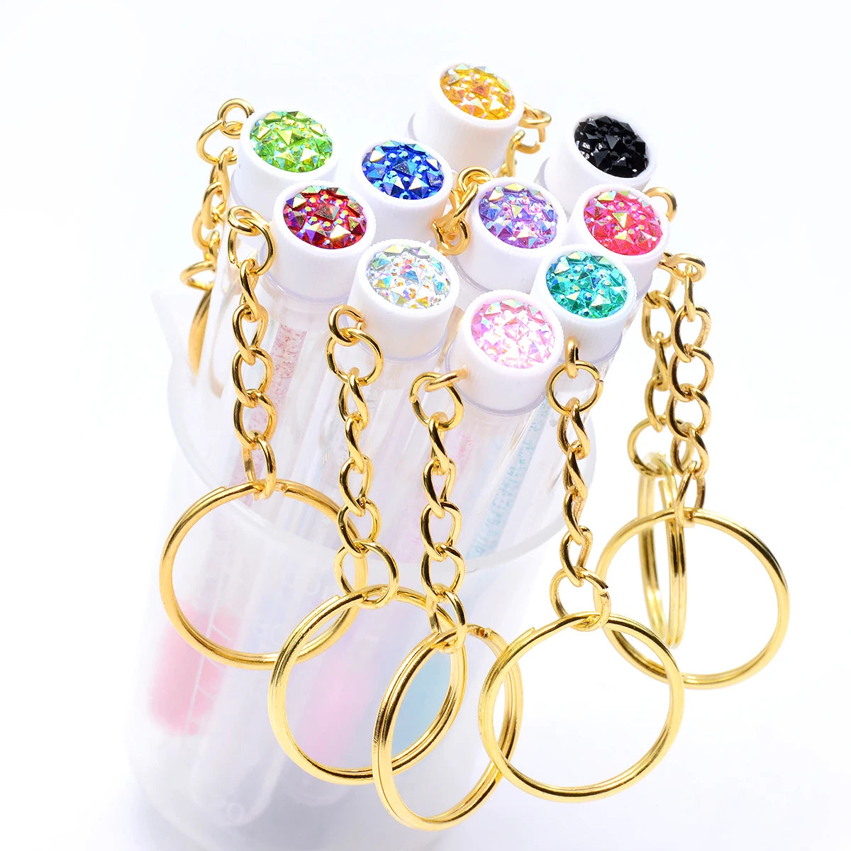 5pcs/Lot Eyelash Brushes Tubes With Keychain Lash Brush In Clear Container Disposable Eyelash Extension Mascara Wands With Case