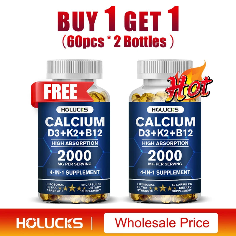 Calcium Supplements, with Vitamin D3 K2, Support Bone Muscle TeethHealth, Replenish Joints, Calcium Absorption