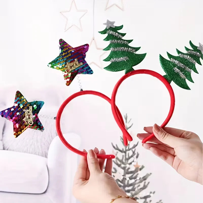 A Set of 11 Christmas Reindeer Hair Bands, Cute Plastic Hair Clips, Holiday Party Decorations, Women's Fashionable Hair