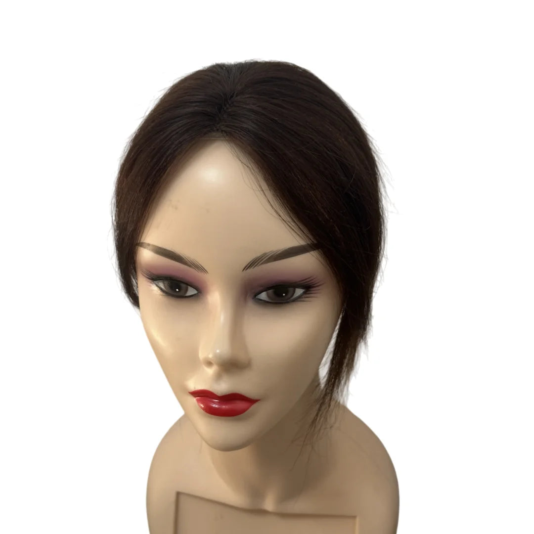 Invisible Human Hair Topper With Bangs Magic Tape Design Handmade Forehead Hairline Lace No Clips Bangs New Style