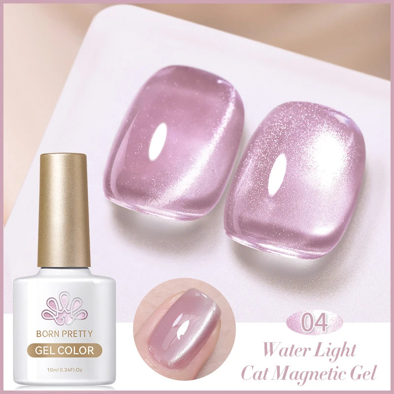 BORN PRETTY Water Light Cat Magnetic Gel Nail Polish Nude Milk White Jelly Color Semi Permanent Soak Off UV LED Gel Varnish DIY