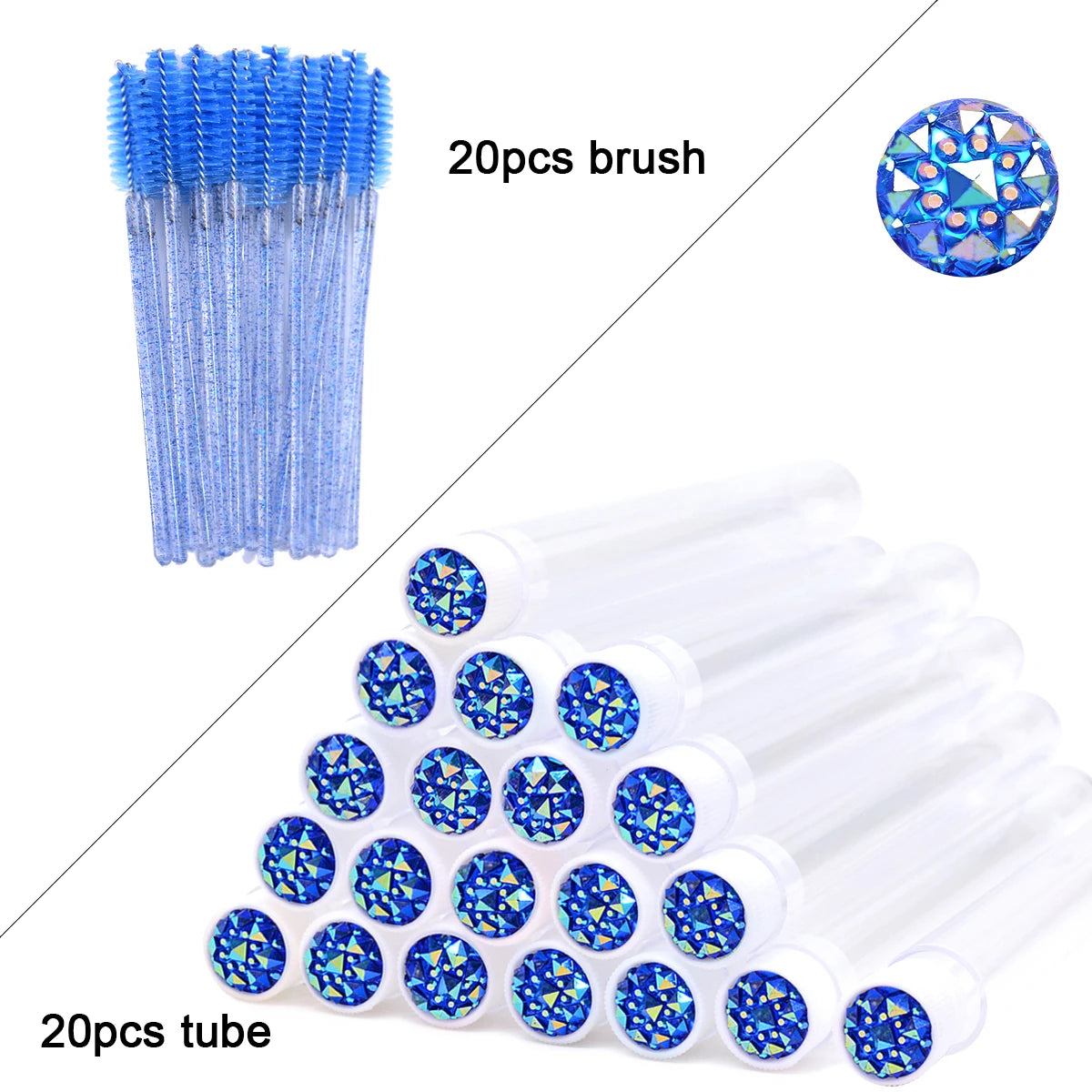 20Pcs Eyelash Extension Brushes With Tubes Lash Mascara Wands Eyebrow Comb Spoolies Container Disposable Makeup Tool Applicator
