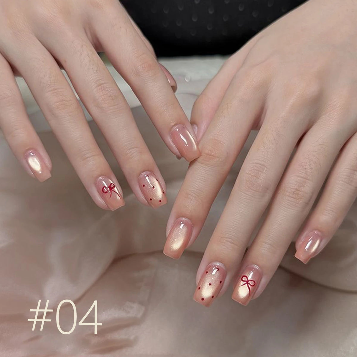 MN 10ML 1-16PCS Moonlight Ballet Magnet Cat Eye Nail Polish Gel Nude Pink Style With Gold Glass Beads Cat Eye Look Nail Polish
