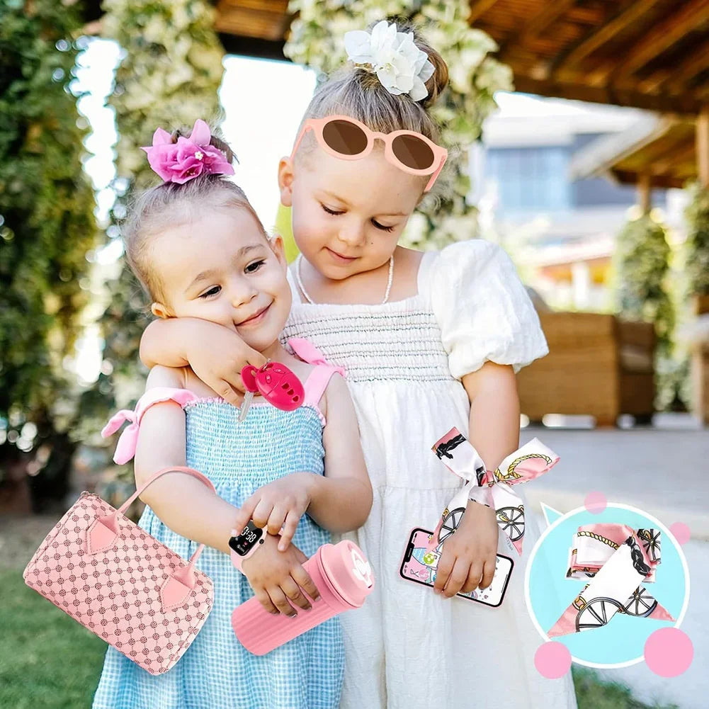 Little Girls Play Purse Kids Pretend Play Purse Cell Phone/Makeup/Keys Princess Makeup Cosmetic Set for Christmas Birthday Gift