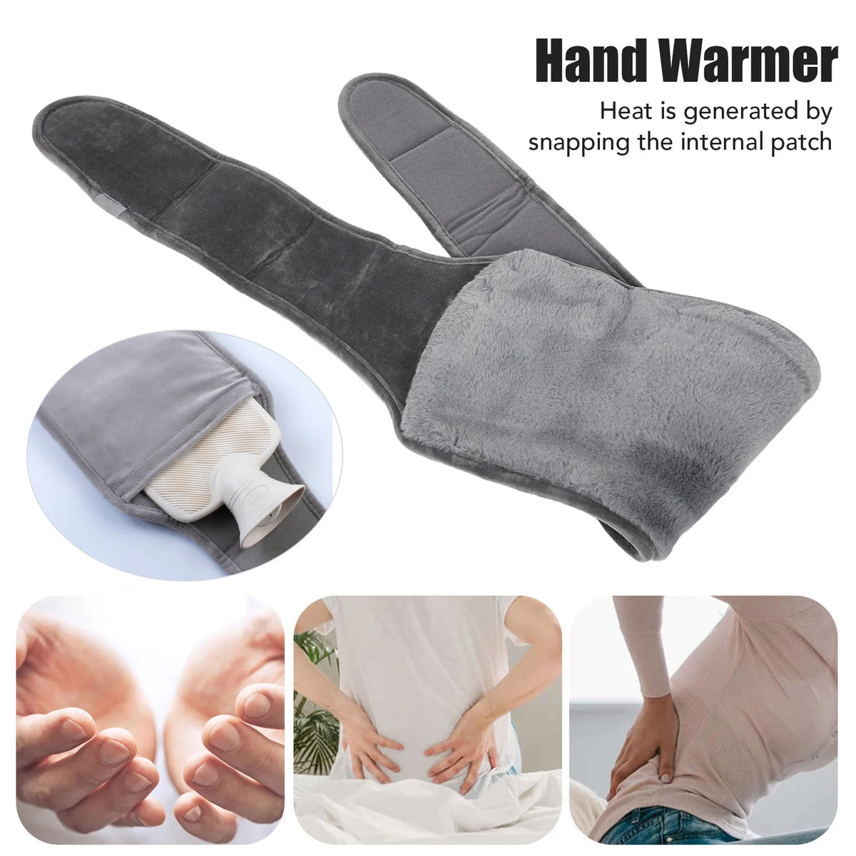 Hot Water Bag Uterus Warming Waist Belt Dark Gray Adjustable Thick Soft Plush Waist Cover for Hot Water Bottle
