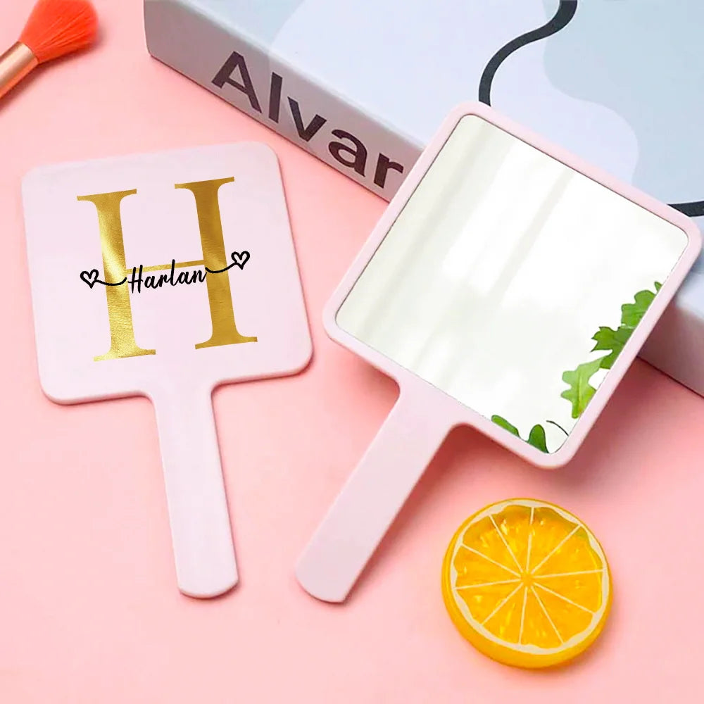 Customized Name Handheld Makeup Mirror Portable Vanity Mirror Personalized Compact Mirror Beauty Tools Engraved for Travel Use