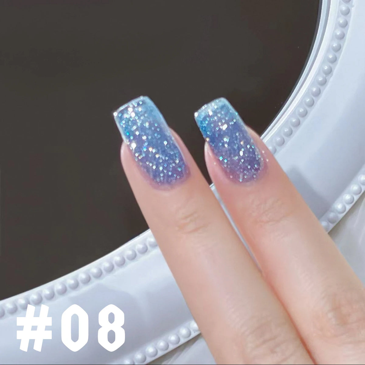 MN 1-9PCS Pink Blue White Green Color Series Gel Nail Polish With Strobe Glitter Brocade Diamond Gel Polish