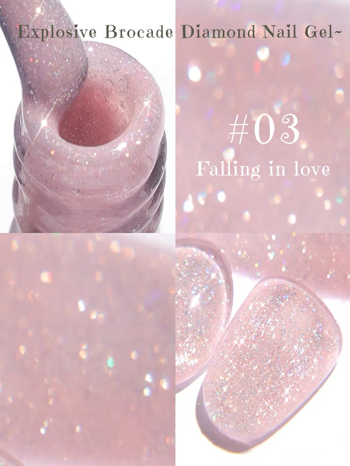 MN 1-9PCS Pink Blue White Green Color Series Gel Nail Polish With Strobe Glitter Brocade Diamond Gel Polish