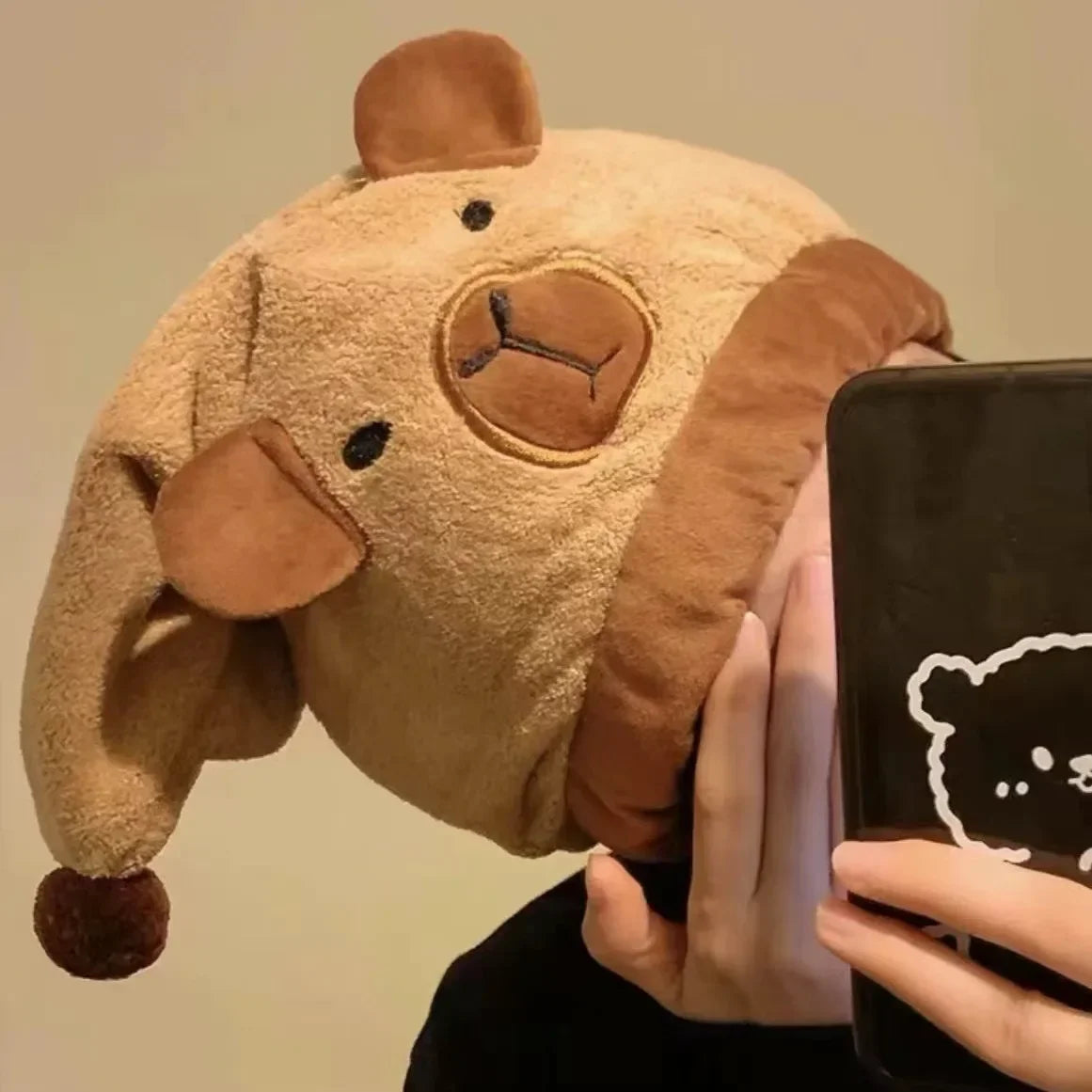 Capybara Dry Hair Cap Coral Fleece Quick Dry Towel Super Absorbent Head Turban Cute Animal Hair Wraps for Women