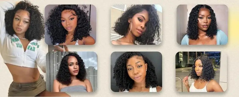 220% Curly Deep Wave 5x5 HD Lace Front Wigs Short Bob Wig 14 16 Inch Brazilian Glueless Human Hair Transparent Lace Frontal Wig