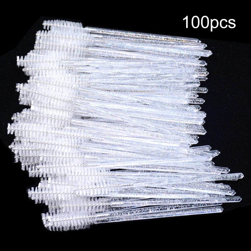 100pcs Disposable Eyelash Brushes Spoolies Micro Lash Mascara Wands Combs For Eyelash Extension Makeup