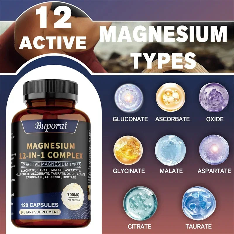 Magnesium Complex Capsules - Relieve Nerve Stress and Muscle Contraction, Support Bone Health and Boost Immune FunctionSupplemen