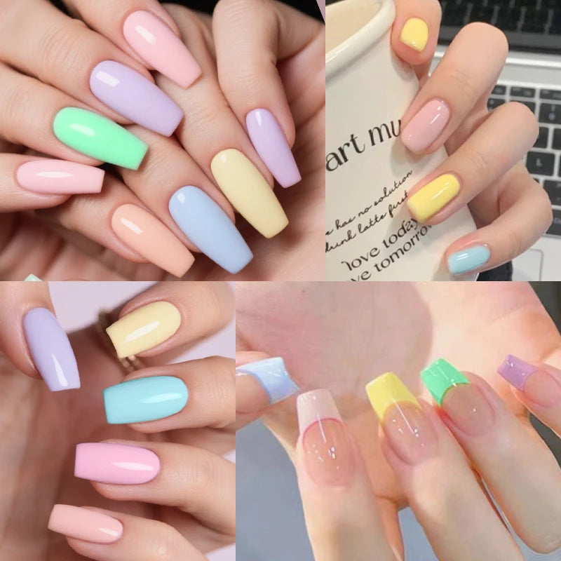 LILYCUTE 7ml Macaron Gel Nail Polish Pink Purple Green Series Soak Off Manicure Nail Gel Varnish Semi Permanent UV Gel Nail Art