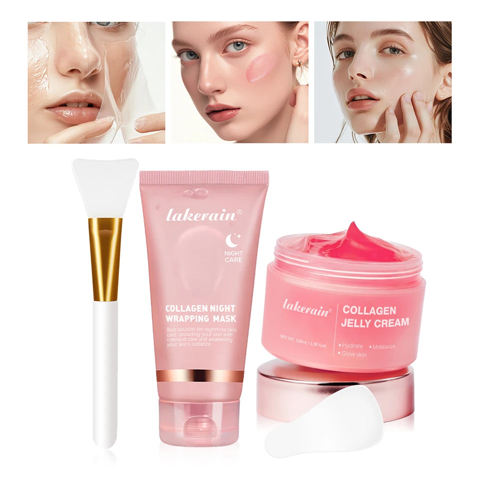 Peel Off Overnight Facial Mask Collagen Jelly Cream Night Wrapping Mask Sheet Mask Hydrating Moisturizing Facial Christmas Gift