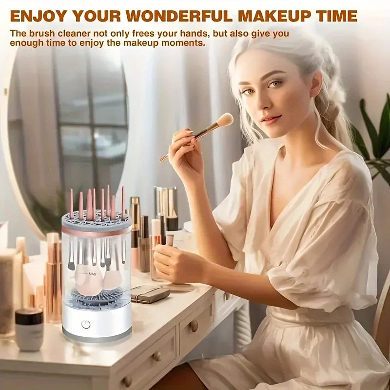 USB Powered Brush Washer Dryer Odorless Battery-Free Makeup Cleaner Plug-and-Play Essential Beauty Accessory