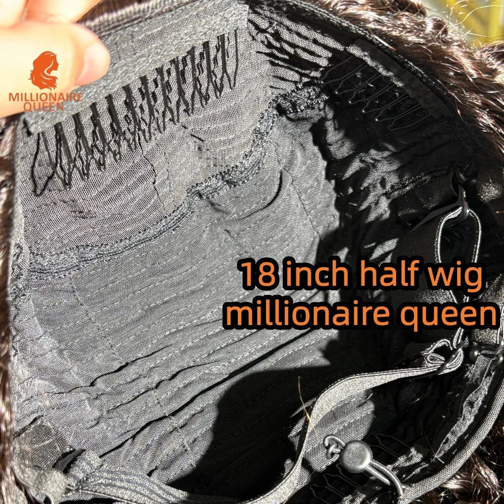 300% Millionaire Queen Half Wigs Wear and Go Beginner Friendly Headband Wig Pixie Curly Half Wig Clip Ins Flip Over Glueless Wig