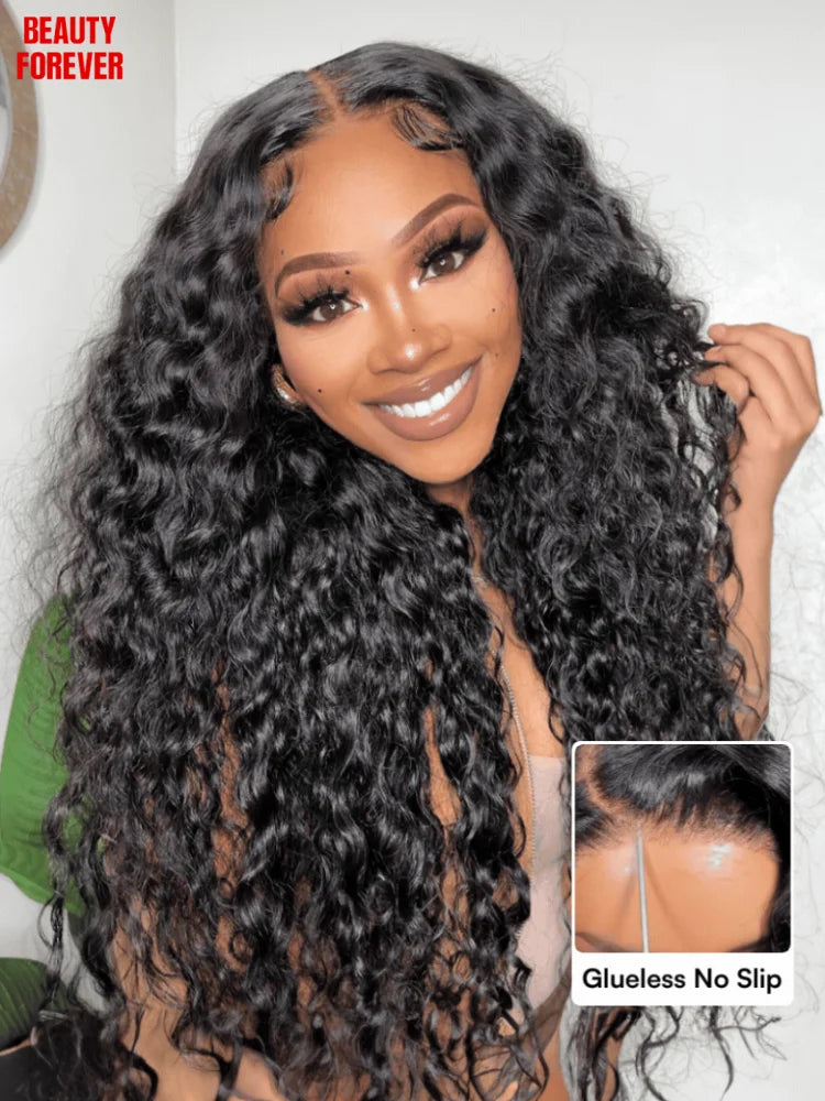 Beautyforever Burmese Curly Glueless Wig Finger Coily Ends 100% Human Hair Black to Chestnut Brown 7x5 Pre Cut Lace Wig 180%