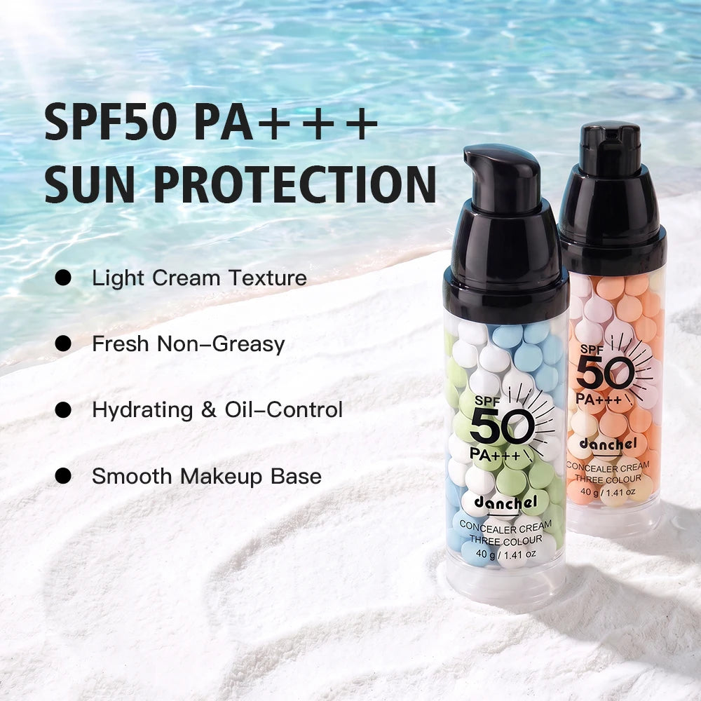 Three Color Press Release Cream Concealer Isolation Makeup Facial Base Brightening Hydrating Liquid Concealer Face Primer Glow