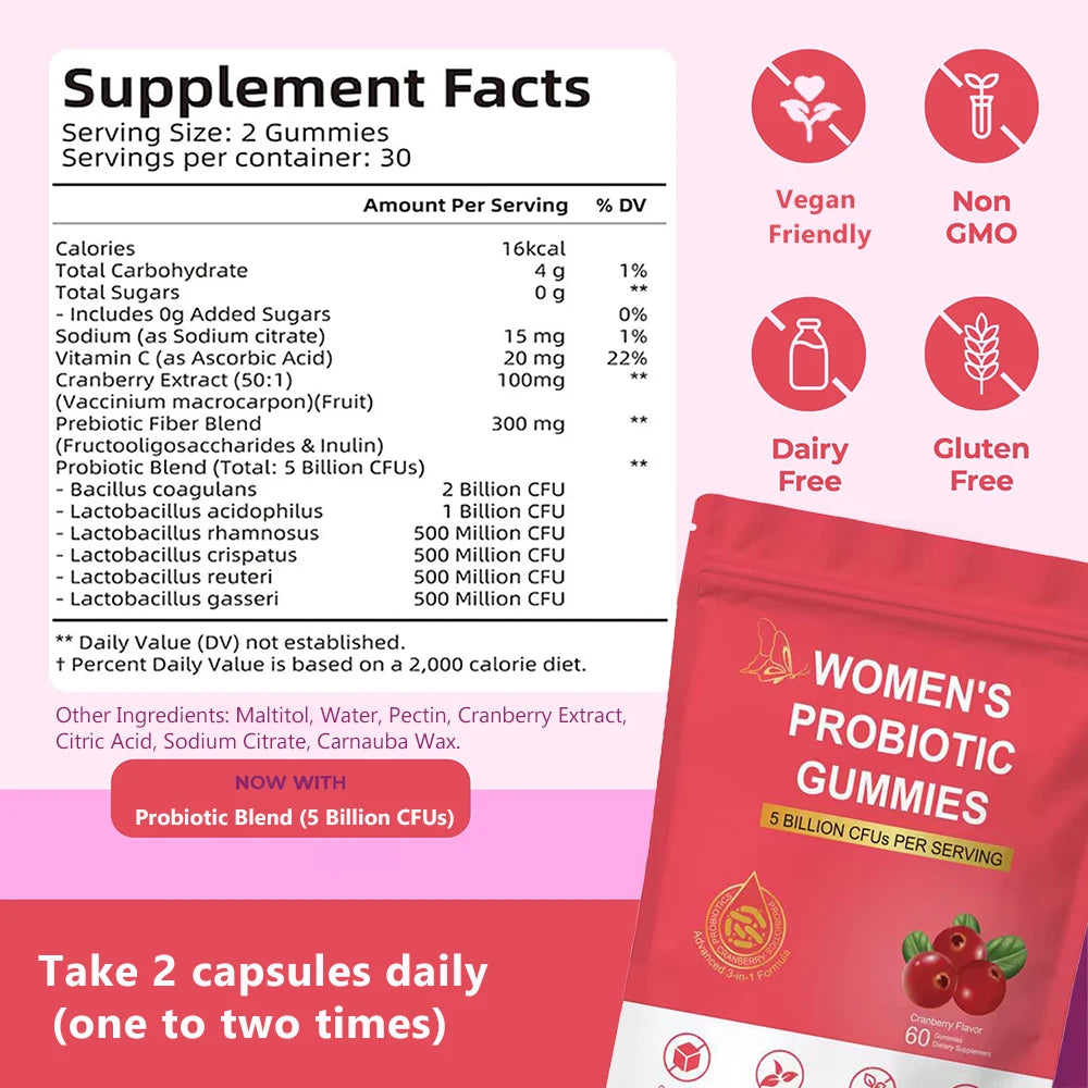 Women Probiotic Gummies - Premium Feminine Balance Gummies - for Women's Health & Wellness - Immune Support - Vegan, Gluten-Free