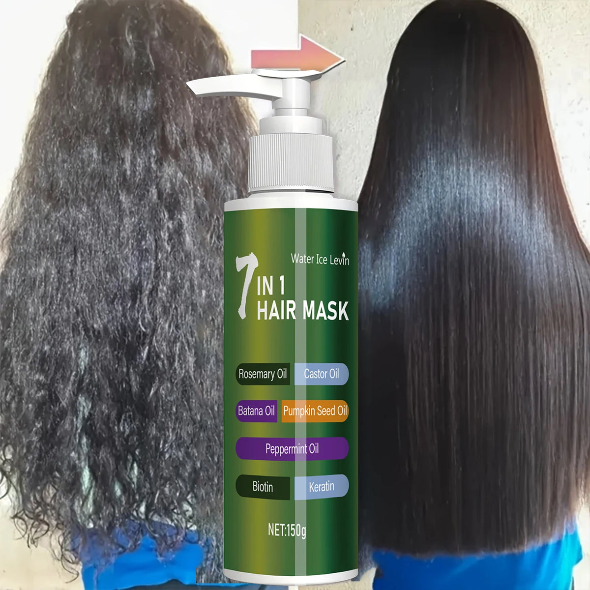 7-in-1 Deep Care Hair Mask prevents breakage and softens dry hair, rich in rosemary oil, castor oil, and biotin keratin