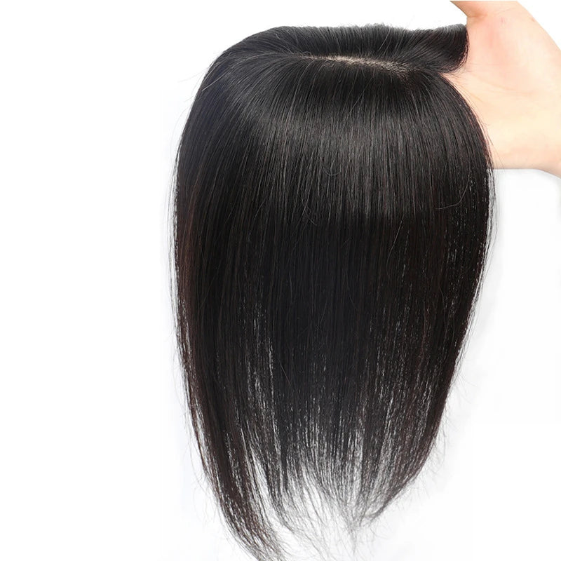 Silk Base Women Toupee Human Hair Wigs Straight Remy Human Hair Topper Women Natural Human Hair Clip in Hair Extensions Hairline