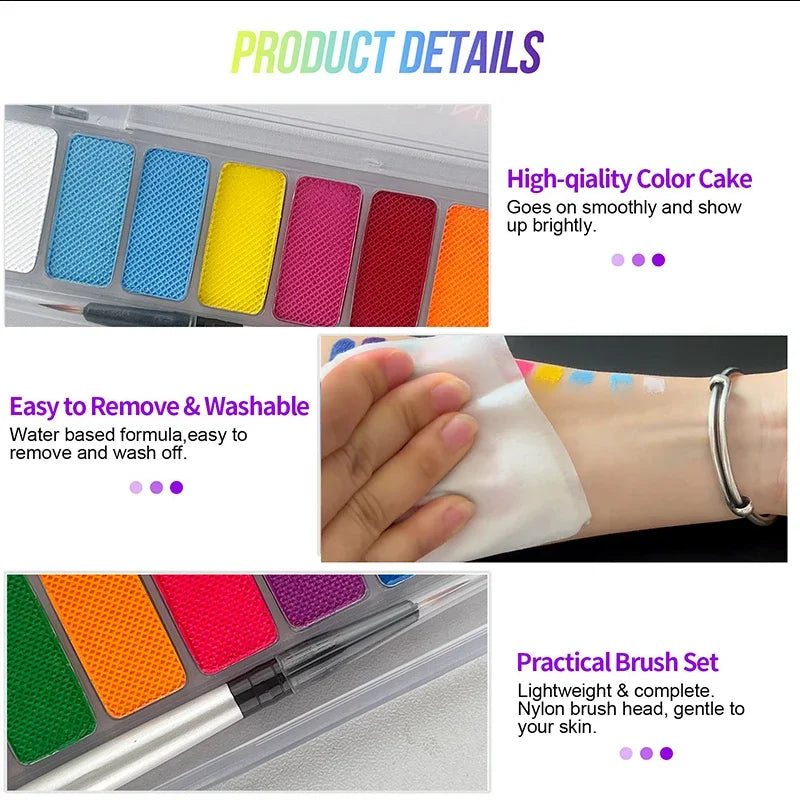 10 Colors Luminous Pigments, Luminous Neon Makeup Facial Painting,Suitable for Children and Adults for Halloween and Party