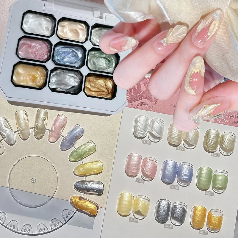 9 Colors Pearl Gloss Solid Nail Polish New Popular Pat-Pat Gel Nail Polish Semi-Permanent Nail Art Soak off UV LED Gel Christmas