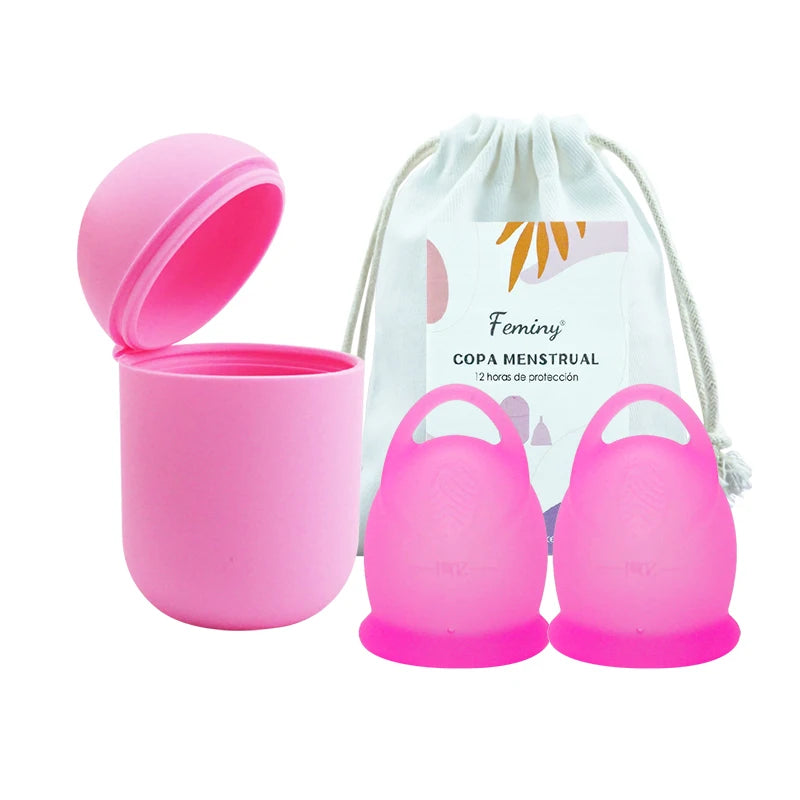 Menstrual Cup With Storage Case Medical Silicone Menstrual Cup Sterilizer Cup Women's Health Care Period Accessories Kit