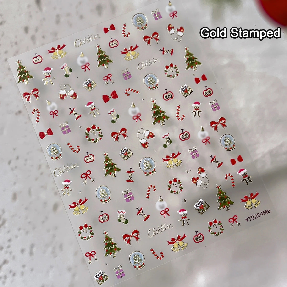 Christmas Wreath Snowman Xmas Tree Bowknot Snowflakes Gingerbread Man Bear Star Bell Apple Nail Art Charms Stickers Phone Decals