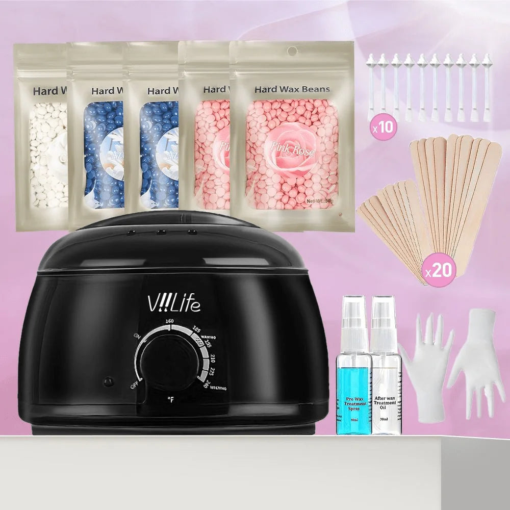Waxing Kit Hair Removal Women Men Wax Warmer Hair Removal At Home With 5 Bags Wax Beans Body Waxing For Eyebrows Nose Cheeks Arm