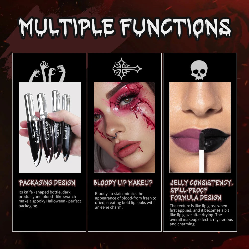 Halloween Gothic Makeup Kit Storage Bag Dark Cream Blush Black White Face Paint Stick Cosplay Party Festival Face Body Makeup