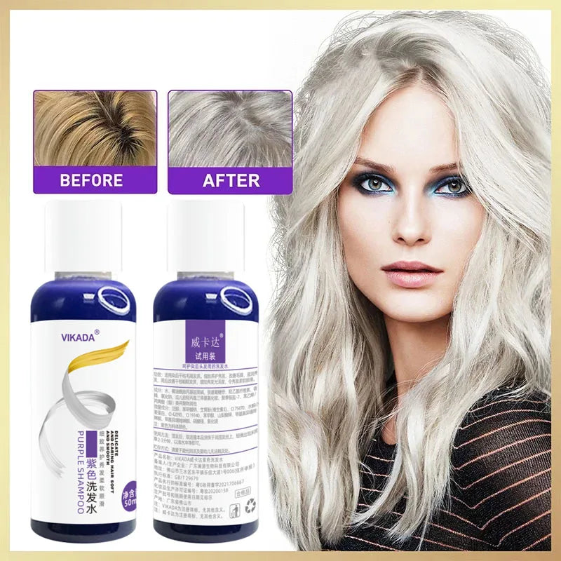 Purple Hair Dye Shampoo for Blonde to Cover Gray Non-irritating Hair Fading Yellow After Bleach Hair Shampoo Gray Hair Remedy