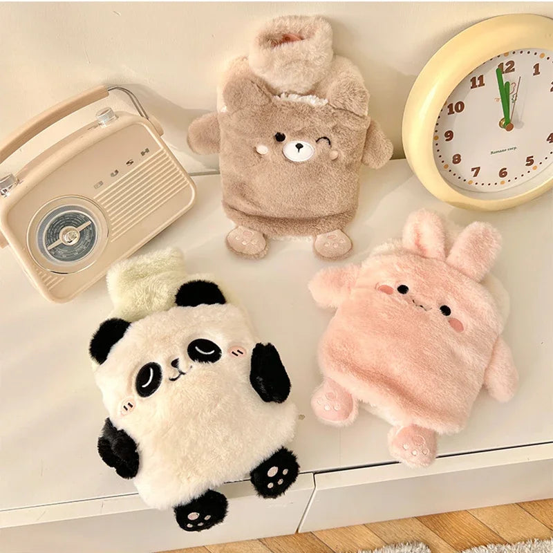 Kawaii Insulation Hot Water Bottle Plush Rubber Hand and Foot Belly Warmer Explosion-proof Hot Water Bag for Women Period Cute