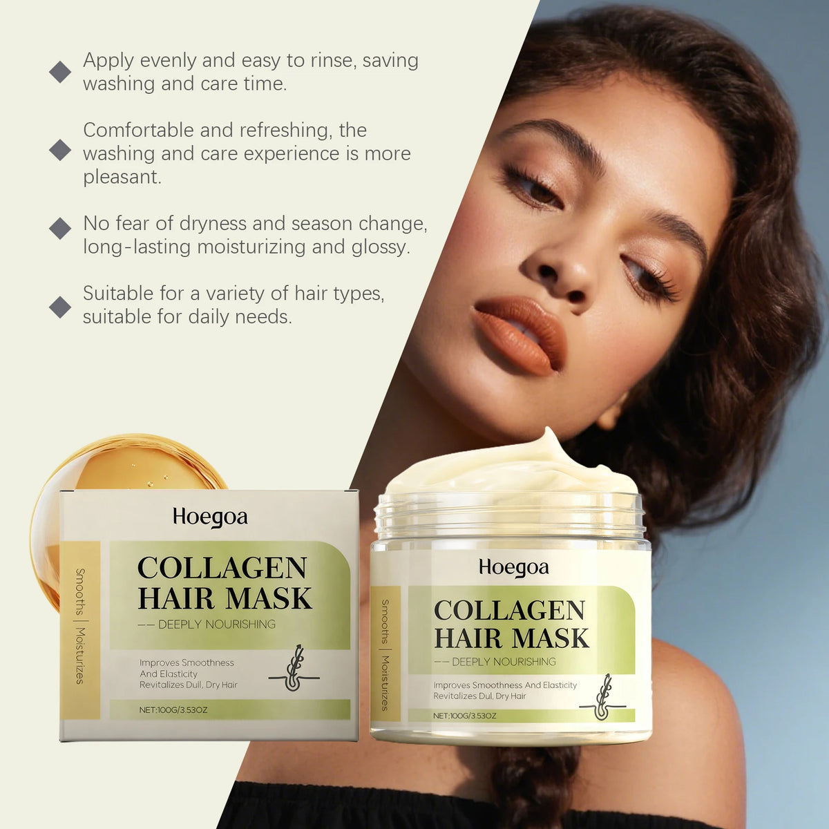 Collagen Ginger Hair Mask For Damaged Hair Repair Smoothing Frizz Control Treatment Deep Conditioner Soft Shiny Voluminous Hair