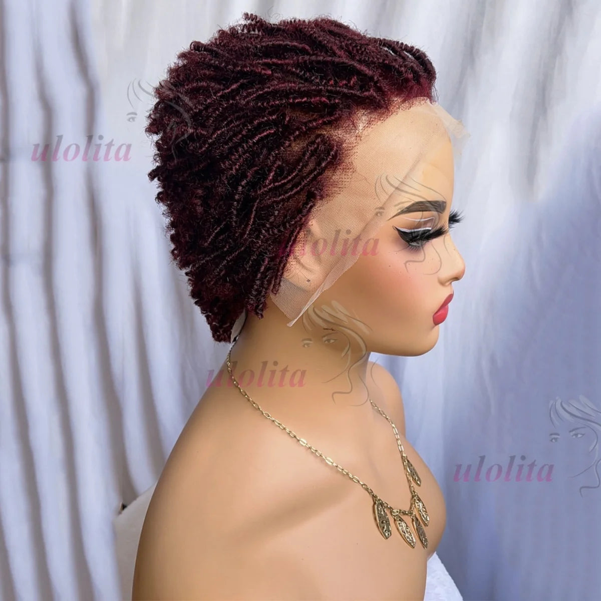 Premium 99J Afro Curly 13x4 Ear To Ear Lace Frontal Human Hair Glueless Wigs for Women 6inches Remy Hair Short Cut Lace Bob Wigs