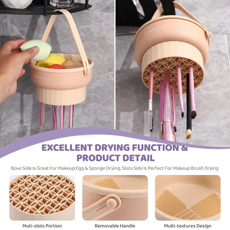 Makeup Brush Cleaning Bucket Washing and Drying Tools Beauty Makeup Powder Puff Cleaning Artifacts Drying Rack Storage Box