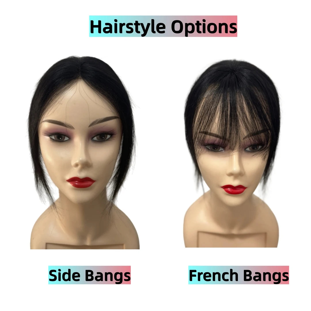 Magic Paste Hair Topper for Women Invisible Natural Looking Human Hair Bangs Fringe No Clip Design Covers Hair Loss