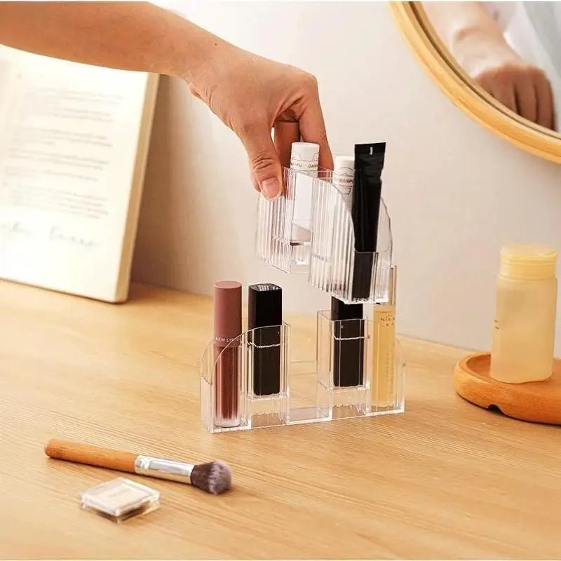 1 Pack 9 Slot Clear Makeup Brush Lipstick Lip Gloss Organizer Perfect Storage Solution For Drawers And Vanities