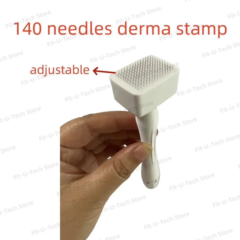 140 Needles Adjustable Titanium Derma Stamp Microneedling Face Roller Massager Skin Care Beard Growth Scalp Hair Factory Sale
