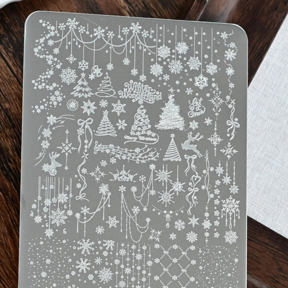 14.5*9.5cm Christmas Snowflakes Nail Art Stamping Plate Steel Elk Bowknot Christmas Tree Winter Nail Template Xmas Nail Stencils