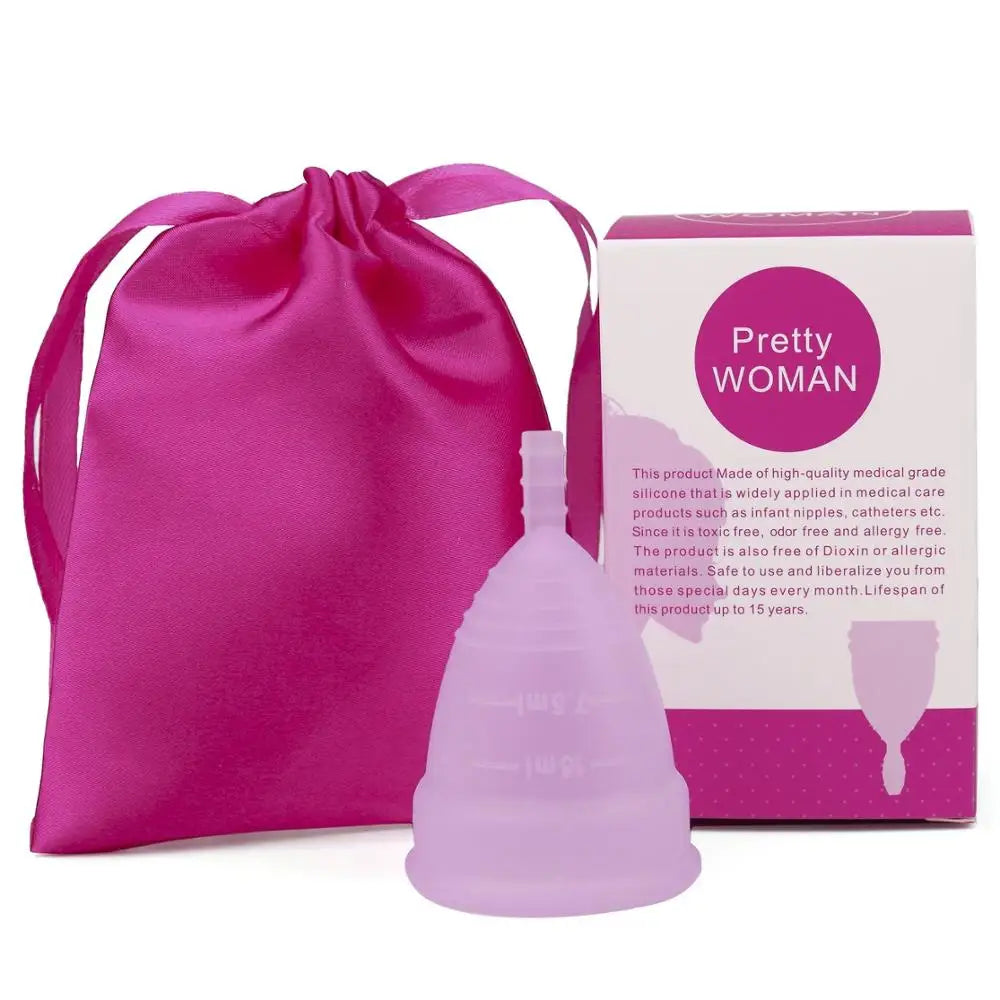 2 Pcs Feminine Hygiene Menstrual Silicone Cup Medical Silicone Menstrual Cup Lady Women Period Cup Copa Menstrual