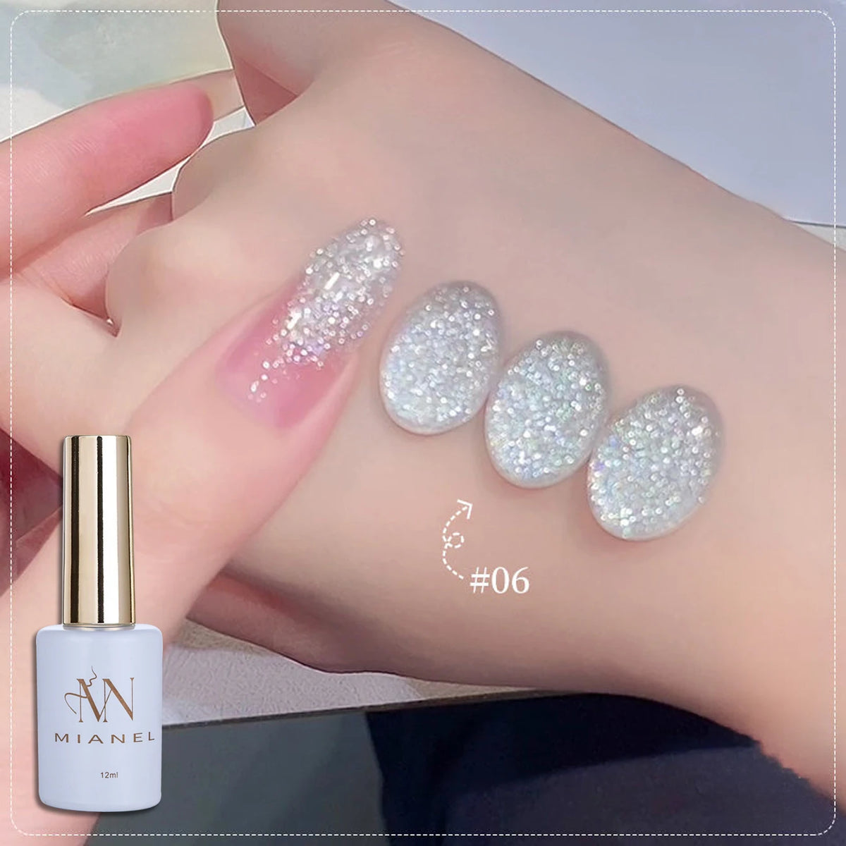 MN 1-9PCS Pink Blue White Green Color Series Gel Nail Polish With Strobe Glitter Brocade Diamond Gel Polish