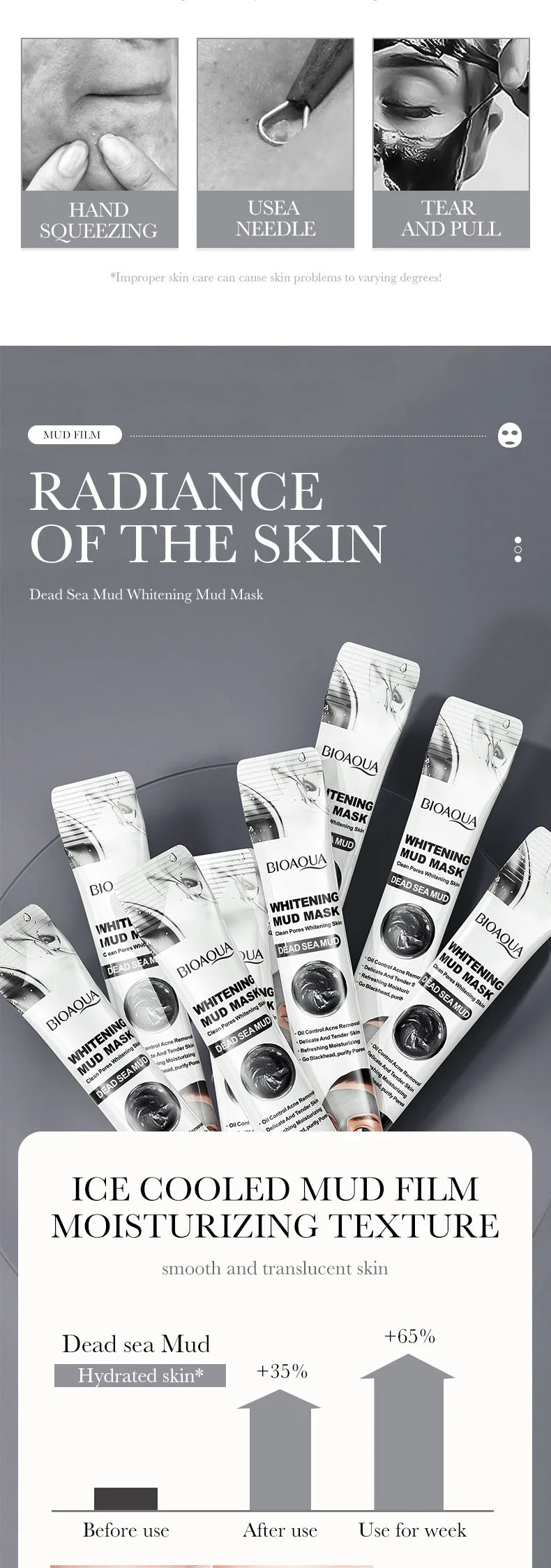 10pcs Dead Sea Mud Whitening Mud Mask Clean Deep Moisturizing Shrink Pores Blackhead Acne Facial Film Korean Skin Care Product