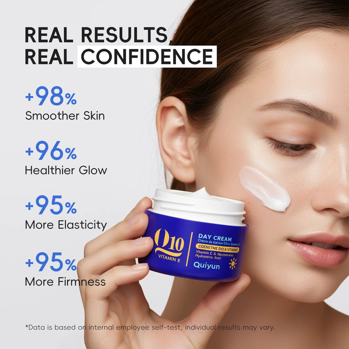 QUIYUM 6Pcs Coenzyme Q10 Vitamin E Anti-Aging Skincare Set, Cleanser Toner Serum Eye Cream Day Night Cream Hydrating Facial Kit
