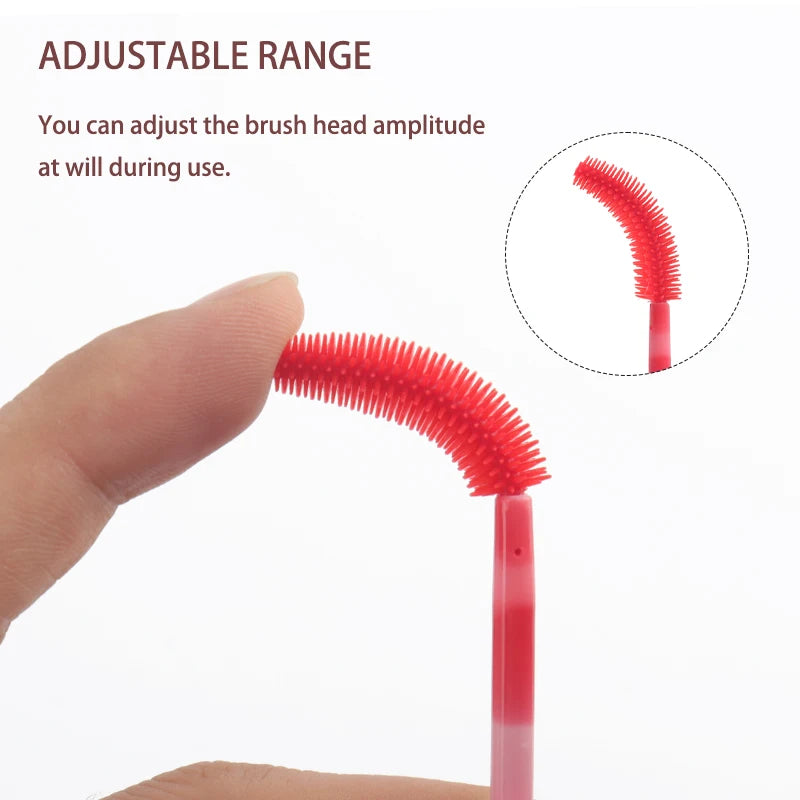 50Pcs Disposable Silicone Eyelash Brush Rainbow Eye Lash Makeup Brushes Mascara Wands Microbrush Eyelashes Extension Beauty Tool