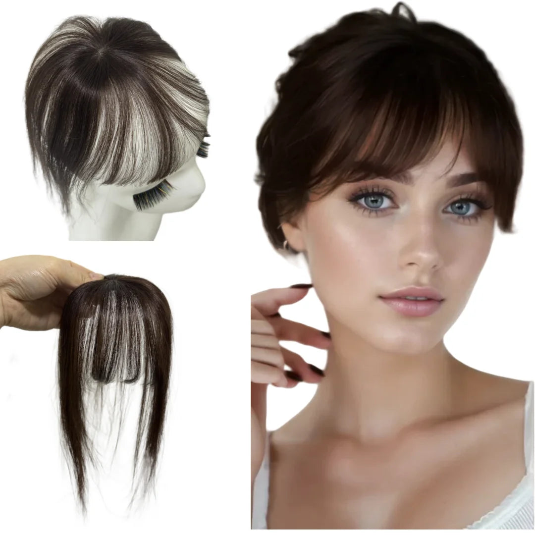 3D Full Coverage Human Hair Bangs Clips in Hairpieces for Women Wispy Bangs Hair Extensions for Thining Hair Daily Wear