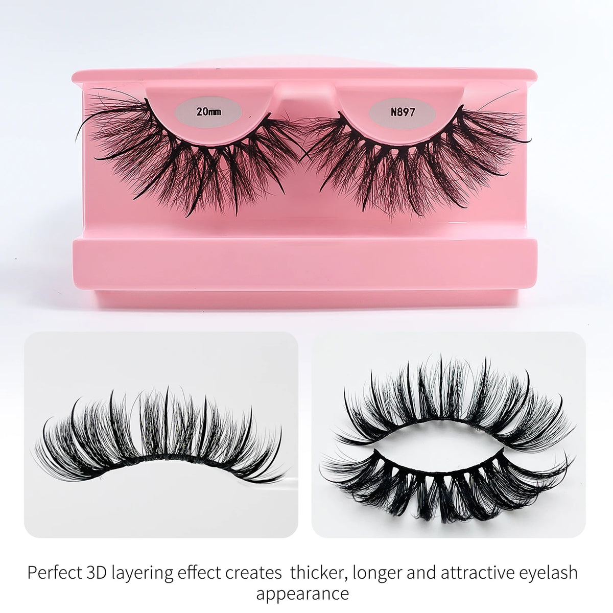 REDSIREN Faux Mink Lash Spikes Wispy Thick Natural Full Strip Lashes New Makeup Fluffy Mink Eyelashes