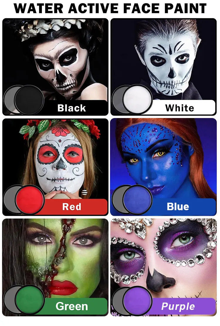 30g Monochrome Water Soluble Face Body Paint Vibrant DIY Makeup for Christmas Parties Long-Lasting Professional Quality Cosmetic