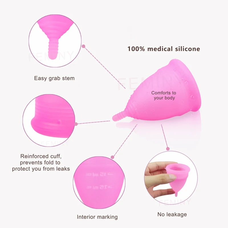 Certified Cup Kit Steam Sterilizer Applicator Reusable Soft Silicone Lady Cup Sterilization Women Health Care Feminine Hygiene